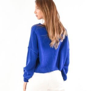 Pulover dama Tricotat Lyla Albastru - imagine 2