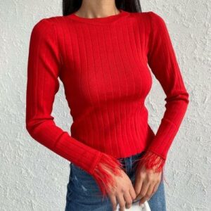 Pulover dama Fluff rosu - imagine 1