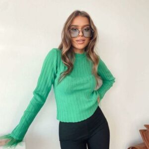 Pulover dama Fluff verde - imagine 1
