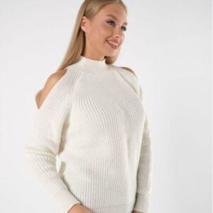 Pulover dama oversize Daya alb - imagine 2