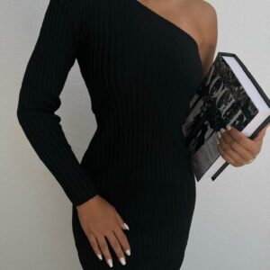 Rochie dama Asimetrica Daria Negru - imagine 1
