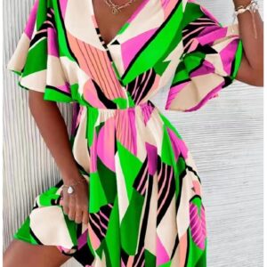 Rochie dama Kyella Roz si Verde - imagine 1