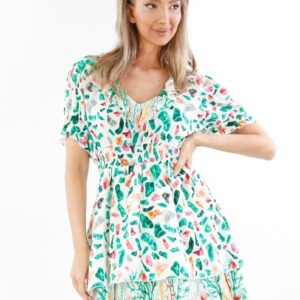 Rochie dama Stry Alb si Verde - imagine 3