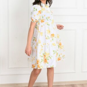 Rochie dama Sylvie alb cu flori galbene - imagine 2