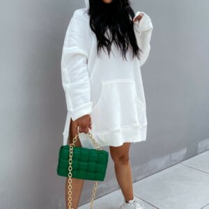Rochie dama Hoodie alb - imagine 1