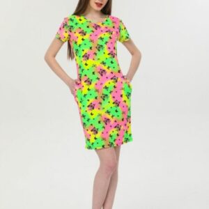 Rochie dama cu buzunare Delilah Verde Neon - imagine 1