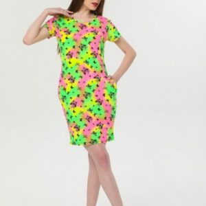 Rochie dama cu buzunare Delilah Verde Neon - imagine 2