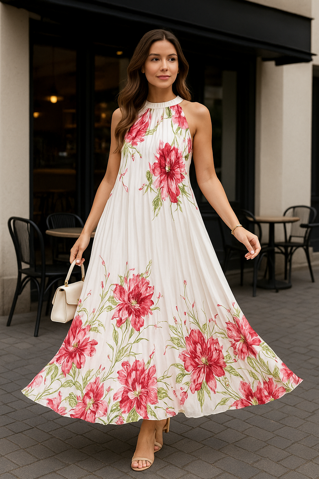 Rochie dama plisata Sandra alb