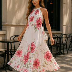 Rochie dama plisata Sandra alb