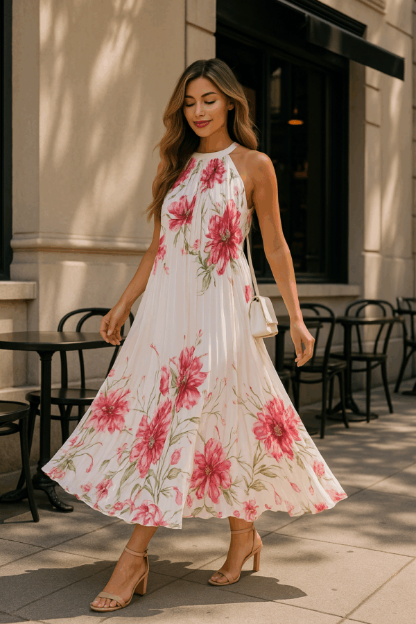 Rochie dama plisata Sandra alb