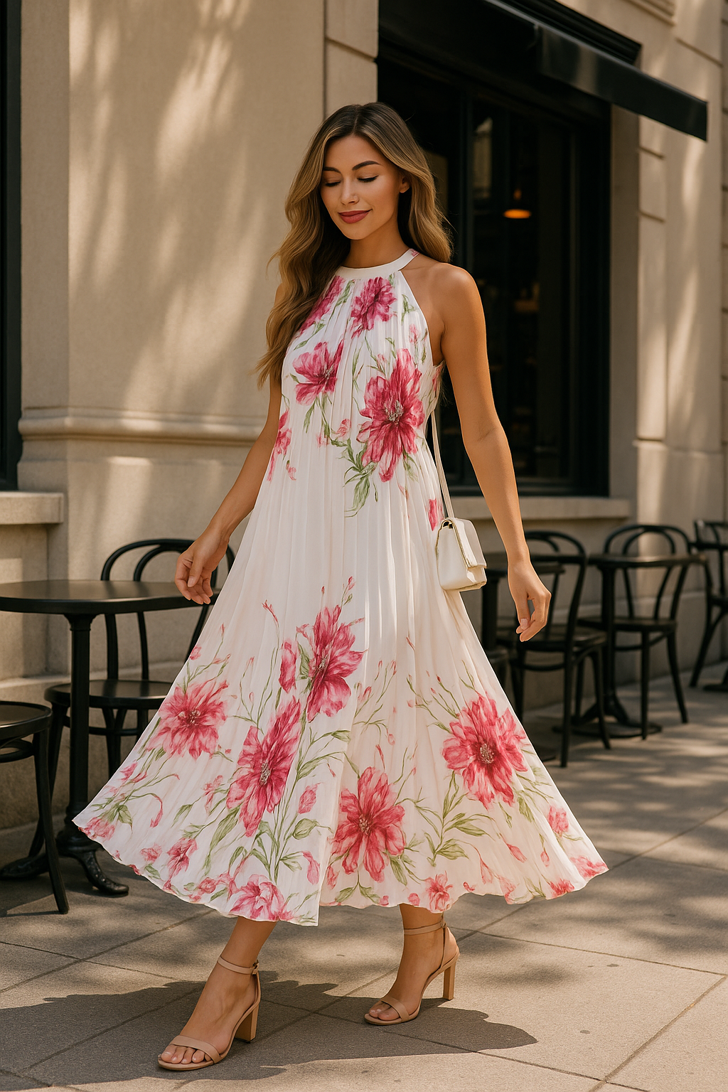 Rochie dama plisata Sandra alb