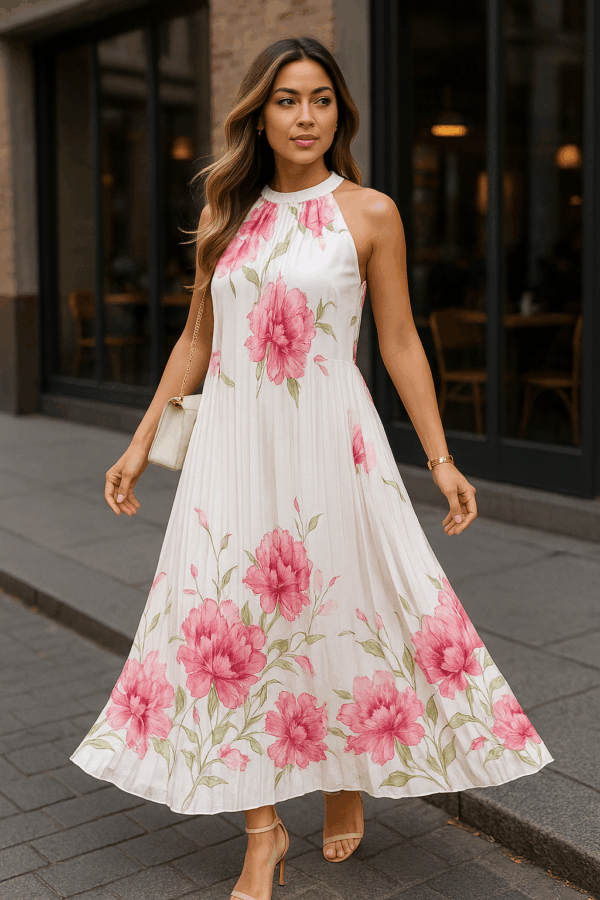 Rochie dama plisata Sandra alb