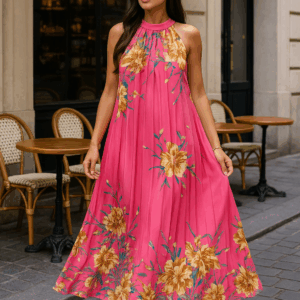 Rochie dama plisata Sandra roz
