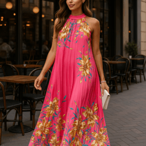 Rochie dama plisata Sandra roz