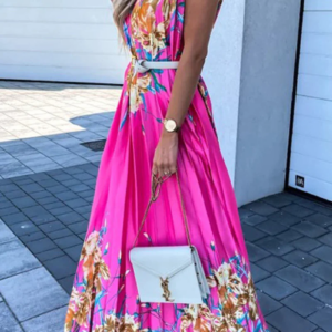 Rochie dama plisata Sandra roz