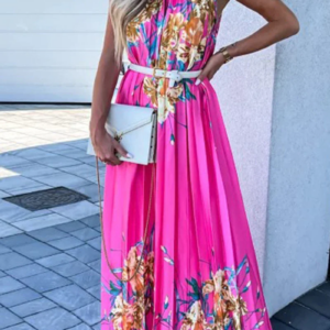 Rochie dama plisata Sandra roz