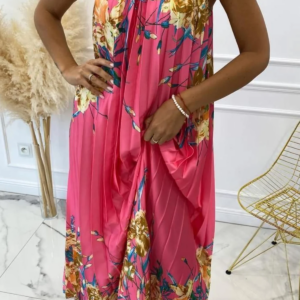 Rochie dama plisata Sandra roz