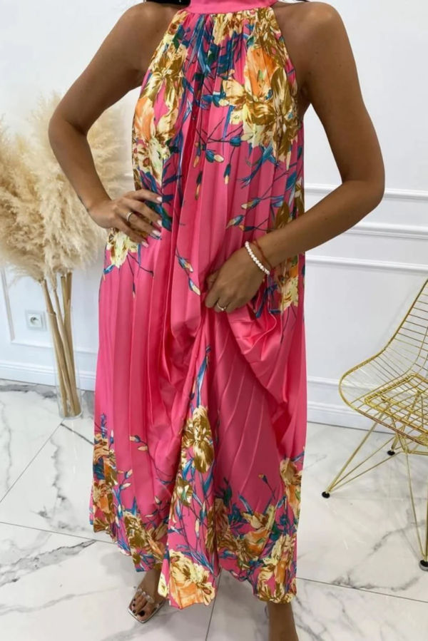 Rochie dama plisata Sandra roz