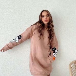 Rochie dama stil hanorac Yes or No bej - imagine 1