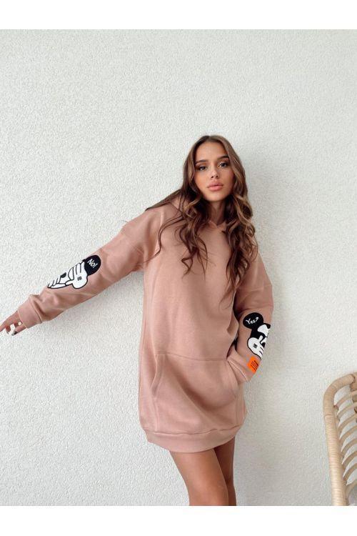 Rochie-dama-stil-hanorac-Yes-or-No-bej.jpg