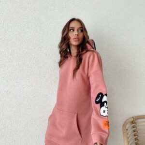 Rochie dama stil hanorac Yes or No roz - imagine 1