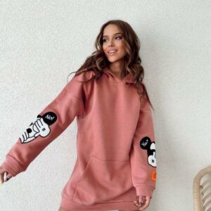 Rochie dama stil hanorac Yes or No roz - imagine 2