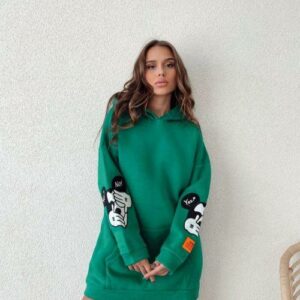 Rochie dama stil hanorac Yes or No verde - imagine 2