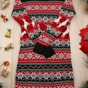 Rochie dama tricotata Christmas Five Negru - imagine 2