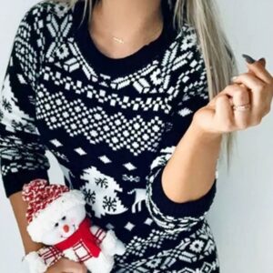 Rochie dama tricotata Christmas Four Negru - imagine 2