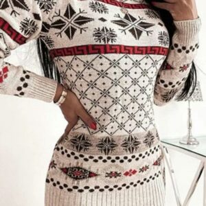Rochie dama tricotata Christmas One Alb - imagine 1
