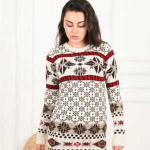Rochie dama tricotata Christmas One Alb - imagine 2