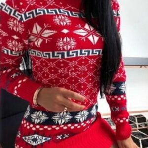 Rochie dama tricotata Christmas One Rosu - imagine 1