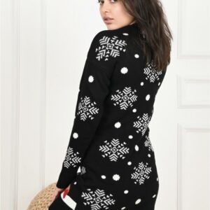 Rochie dama tricotata Christmas Seven negru - imagine 2