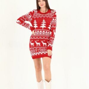 Rochie dama tricotata Christmas Tree - imagine 1