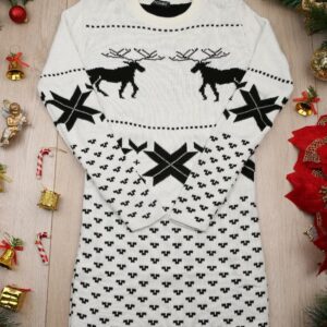 Rochie dama tricotata Christmas Two Alb - imagine 2