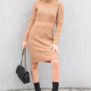 Rochie dama tricotata Misha bej - imagine 2