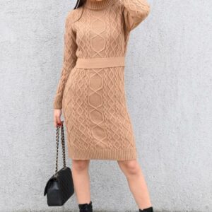 Rochie dama tricotata Misha bej - imagine 3