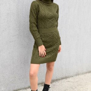 Rochie dama tricotata Misha kaki - imagine 2