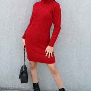Rochie dama tricotata Misha rosu - imagine 1
