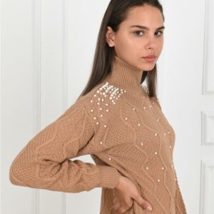 Rochie dama tricotata Pearly bej - imagine 2