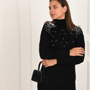 Rochie dama tricotata Pearly negru - imagine 2