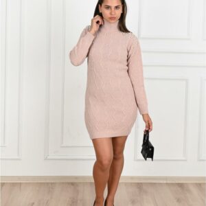 Rochie dama tricotata Pearly roz pudra - imagine 3