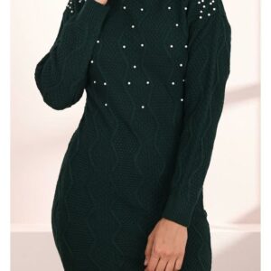 Rochie dama tricotata Pearly verde inchis - imagine 2