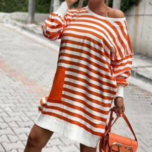 Rochie dama tricotata Simmy portocaliu - imagine 1