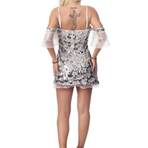Rochie de ocazie BUTTERFLY argintie - imagine 2