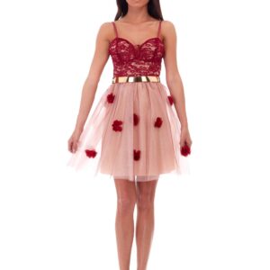 Rochie de ocazie FLOWER visiniu - imagine 1