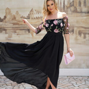 Rochie de ocazie in clos Dyandra negru - imagine 2