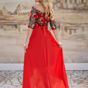 Rochie de ocazie in clos Dyandra rosu - imagine 3