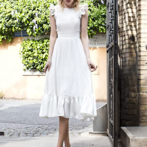 Rochie din material subtire tip in alba - imagine 1