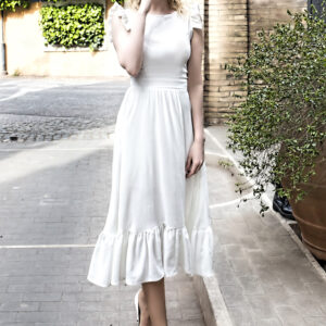 Rochie din material subtire tip in alba - imagine 2